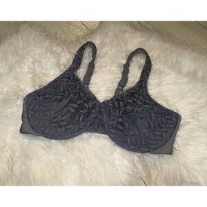 Olga 35519 Sheer Leaves Lace Minimizer Bra Unpadded Underwire Womens 38C Gray
